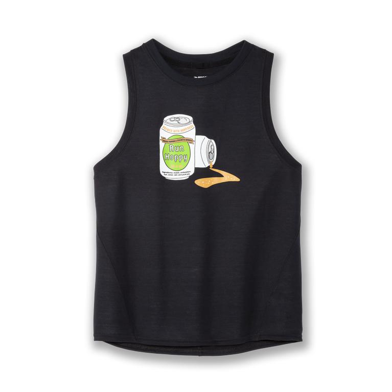 Brooks Distance Graphic Running Tank Top - Women's - Black/White/Green/Orange/Run Hoppy/Deschutes (9